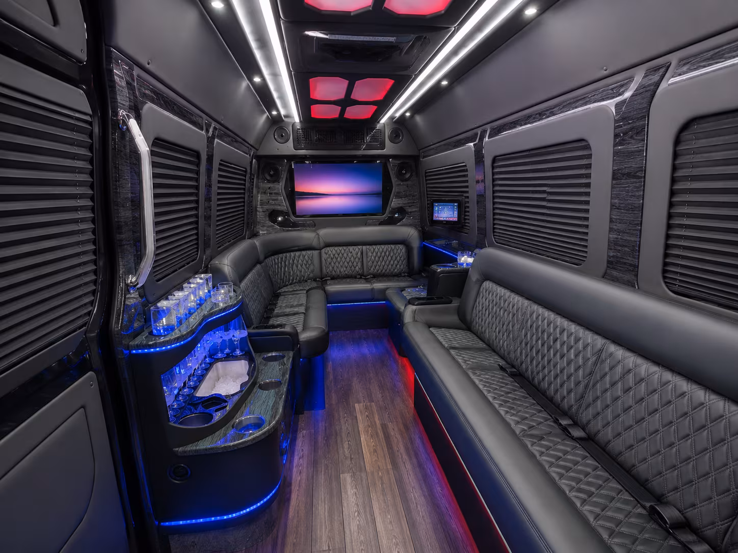 montebello 30 passenger party bus inside