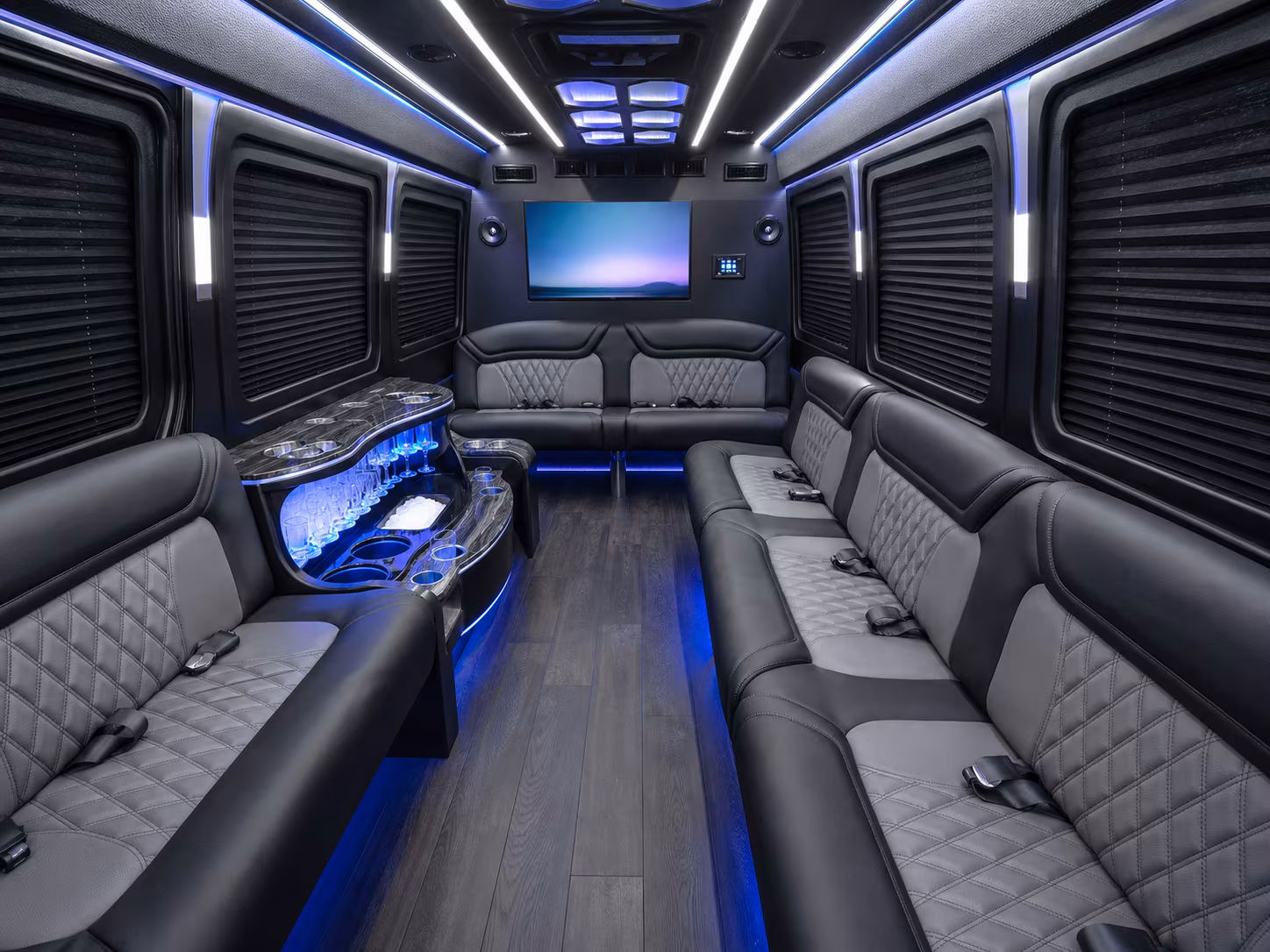 montebello 30 passenger party bus interior