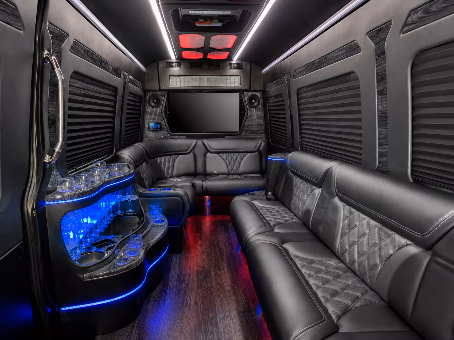 montebello 40 passenger party bus inside