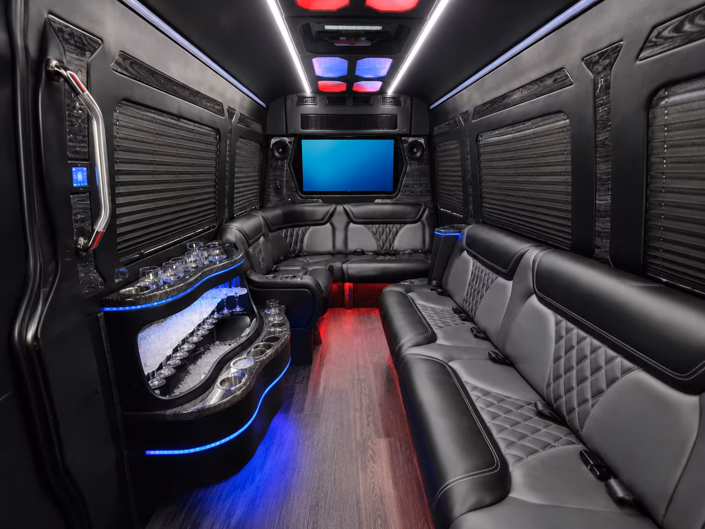 montebello 50 passenger party bus interior